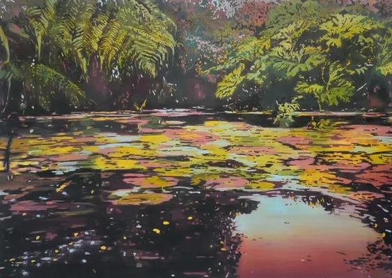 Pond 2 (Seclusion) Oil on paper 2023, 52cm x 72cm web - Copy