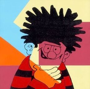 Dennis the Menace sits for Andy Warhol  Dennis in Black & Red on Multi Colour Collage