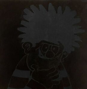 Beano - Dennis the Menace sits for Andy Warhol Black Canvas (Small) - was £1,500 framed